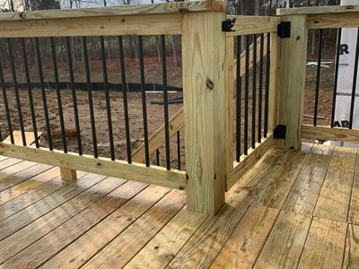 Deck railing with stair gate opening in Fern Creek
